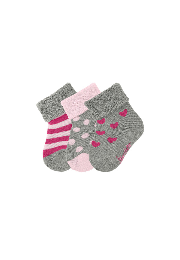 Baby socks 3-pack stripes, dots and hearts