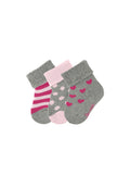 Chaussettes bébé rayures, pois et cœurs - lot de 3