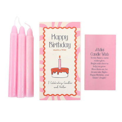 Set of 3 "Happy Birthday" On the Go Candles