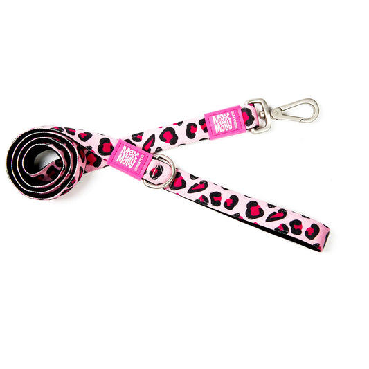 Short dog leash - Pink leopard