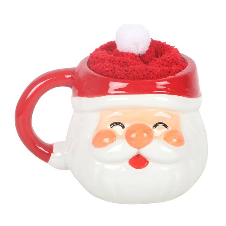 Ensemble mug et chaussettes de Noël Père Noël joyeux