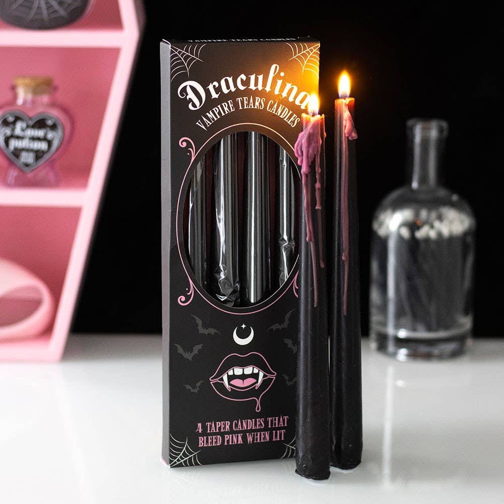 Ensemble de 4 bougies gothiques roses Vampire Tears saignantes pour Halloween