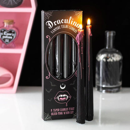 Ensemble de 4 bougies gothiques roses Vampire Tears saignantes pour Halloween