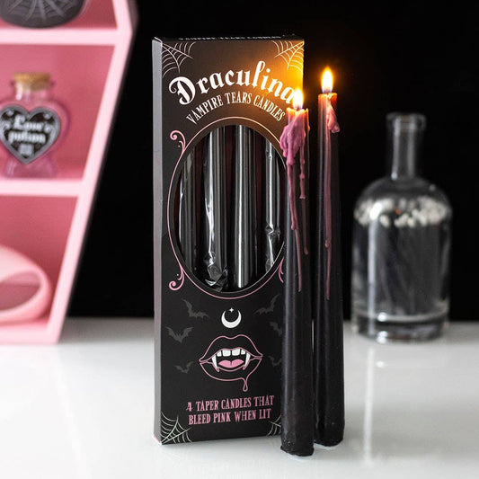Ensemble de 4 bougies gothiques roses Vampire Tears saignantes pour Halloween