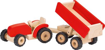 Tracteur en bois avec remorque