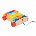 Wooden Pull-Along Wagon with Building Blocks