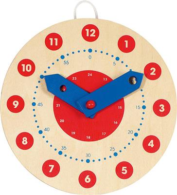 HORLOGE apprendre à lire l'heure diam.18cm, en bois, 3+