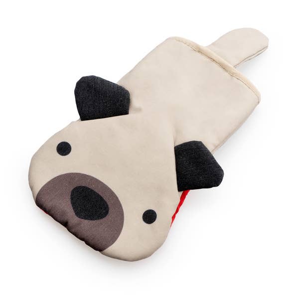 Oven glove, Woof! , beige, polyester/silicone