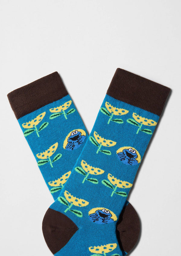 BeSesameStreet Cookie Monster Fleur - coton biologique