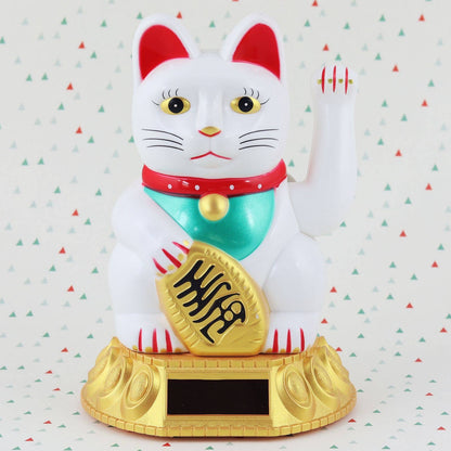 Solar Lucky Cat white 18cm