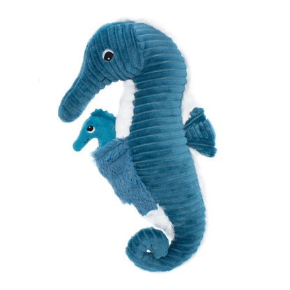 Peluche hippocampe Papadou papa et son bébé bleu – Les Ptipotos – vue 3