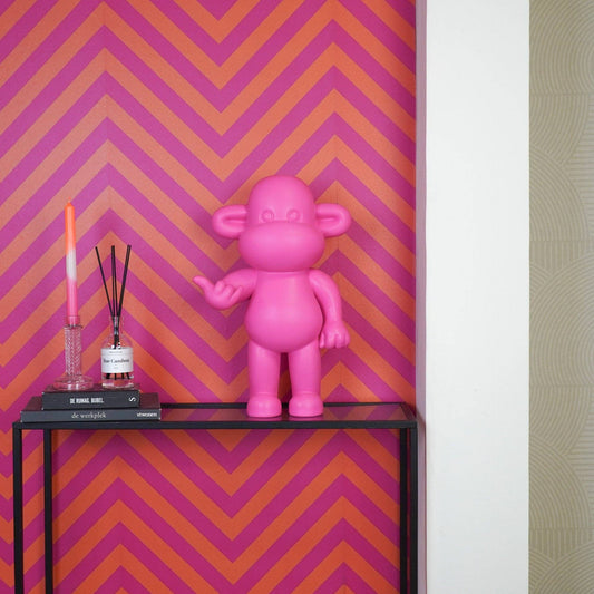 Ornament - Hanging Loose Monkey Figurine 'The Legend' - Poly resin - Pink - 33x21x50cm