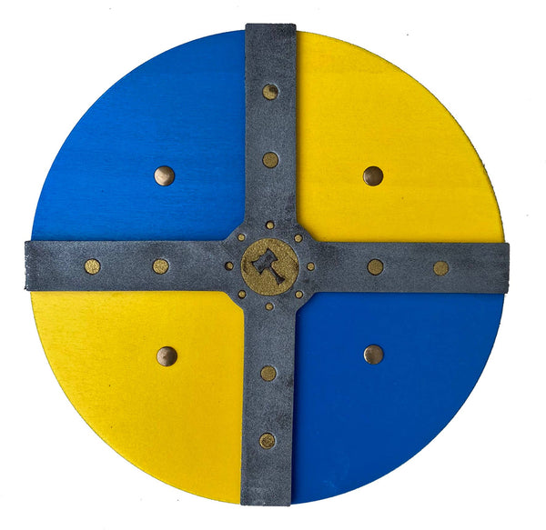 Yellow and blue historical Viking round shield Thor L