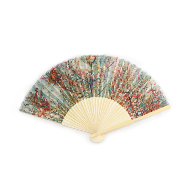 Pink peach blossom bamboo fan, Van Gogh
