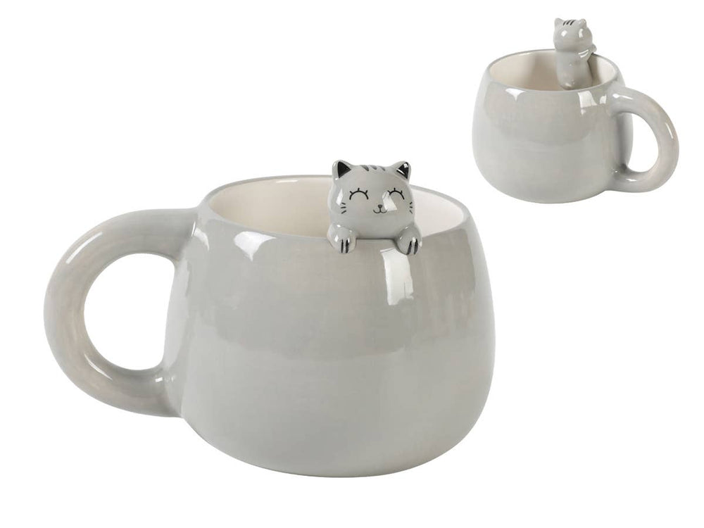 Mug avec Figurine Chat Gris