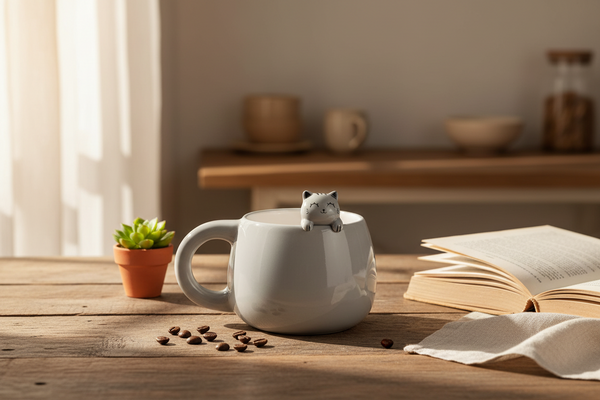 Mug avec Figurine Chat gris