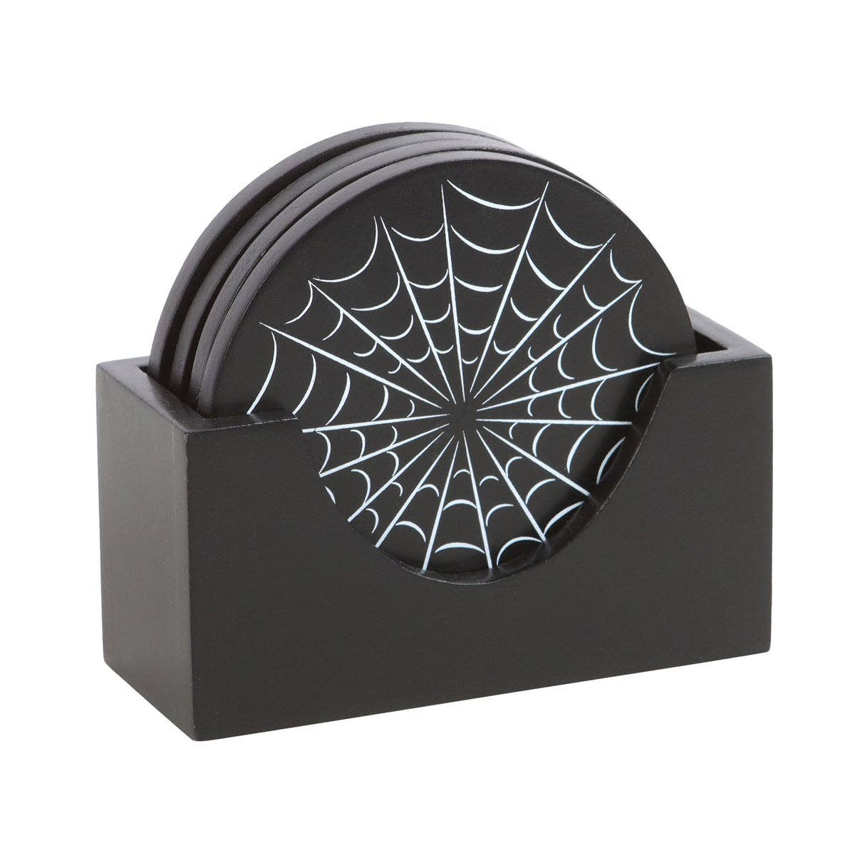 Set of 4 black gothic spiderweb coasters
