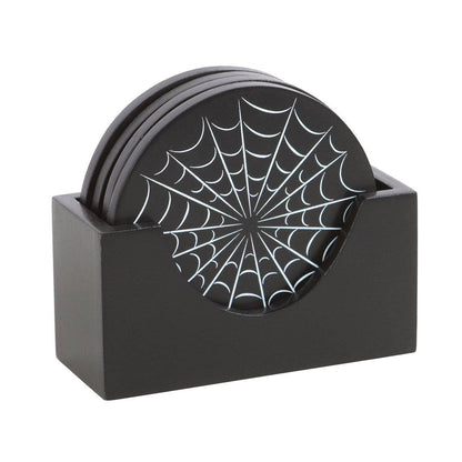 Set of 4 black gothic spiderweb coasters