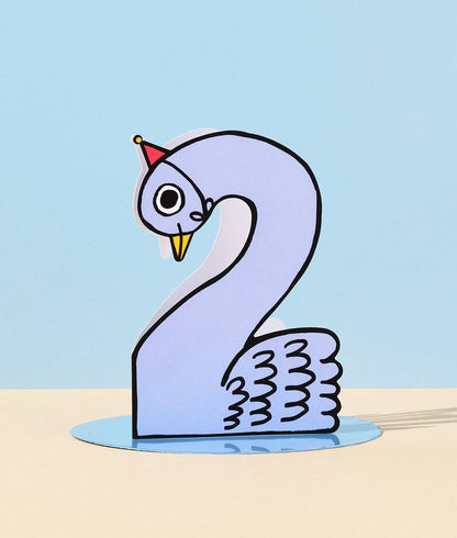 Carte d'anniversaire Cygne 2ans