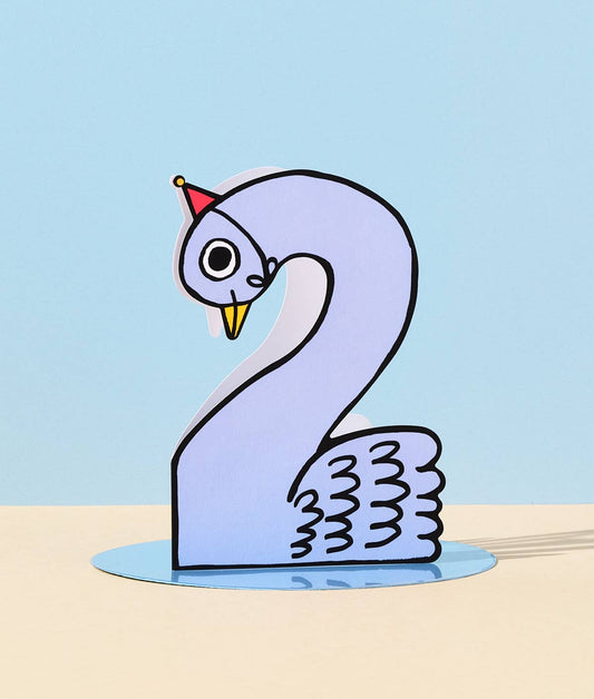 Carte d'anniversaire Cygne 2ans