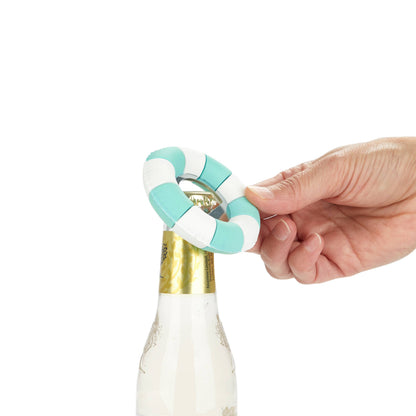 Bottle opener, Floats, turquoise, plastic/metal