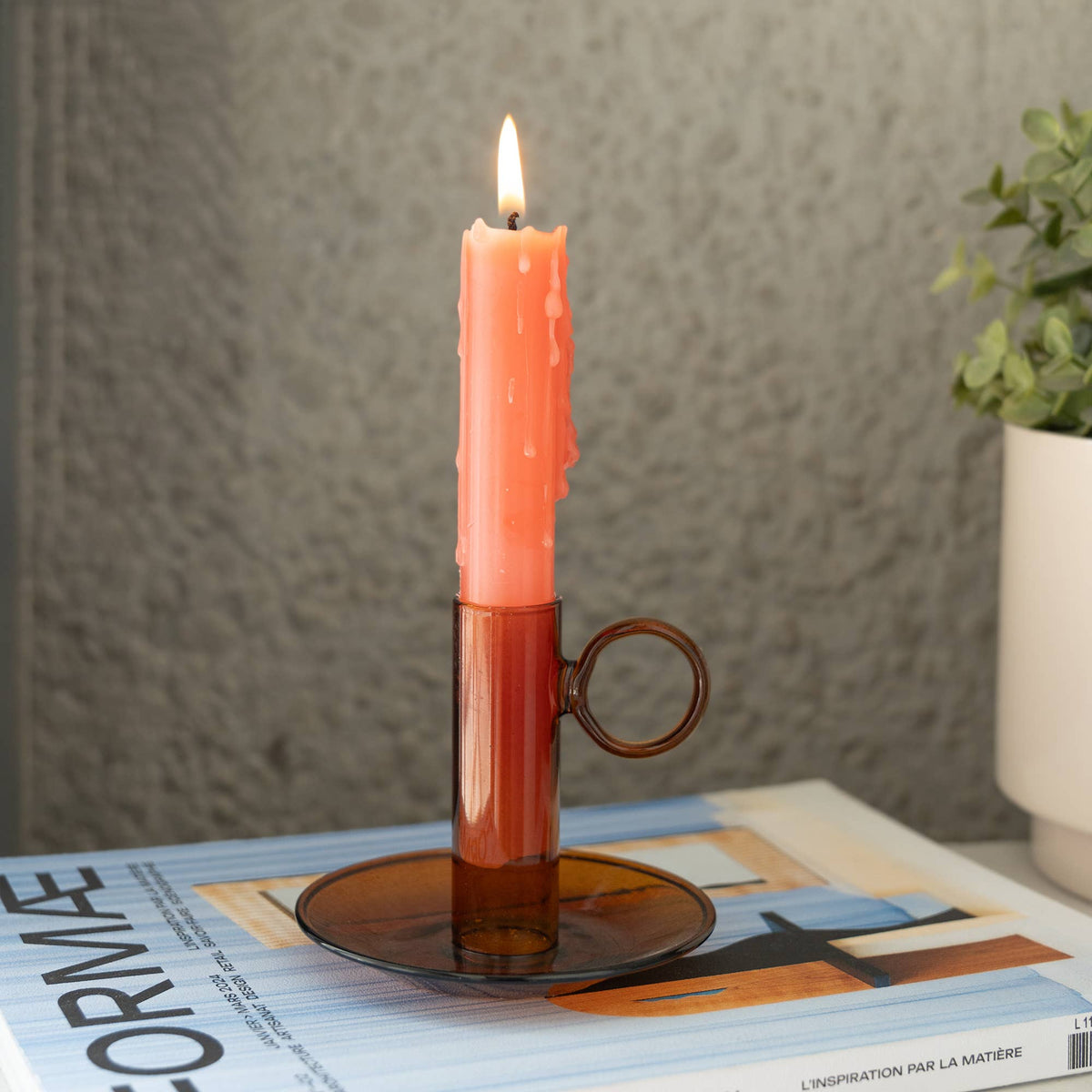 Amber Crystal Candle Holder