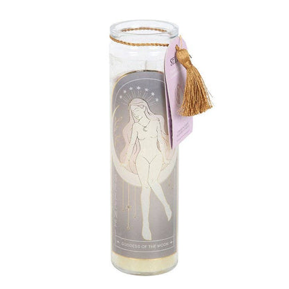 Bougie tube déesse Selene avec cristaux d’améthyste