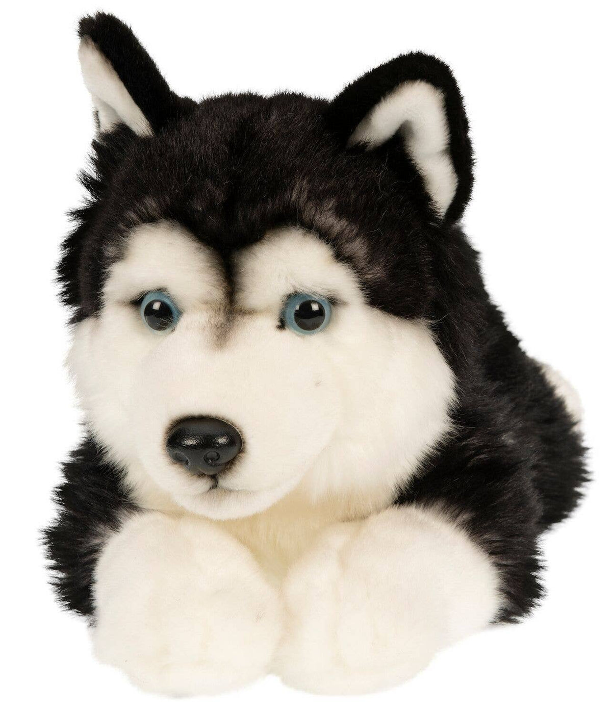 Peluche husky noir couché