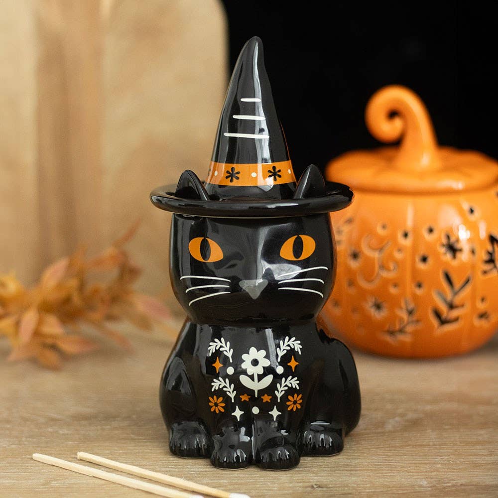 Brûle-parfum Halloween Chat noir Frightful Folk