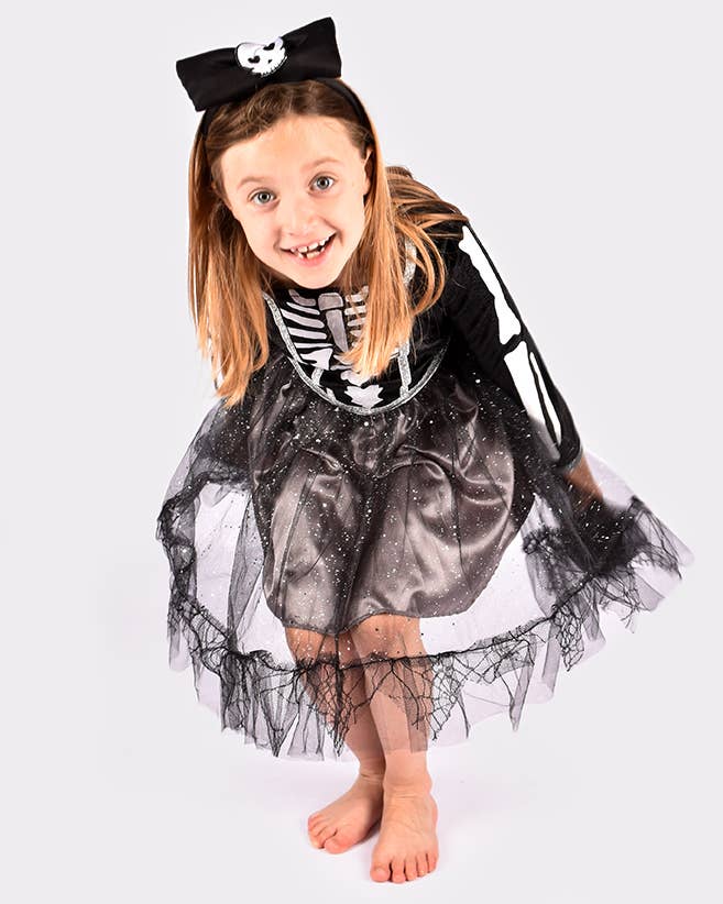 Skeleton dress with headband 122-128 cm 6-8 years