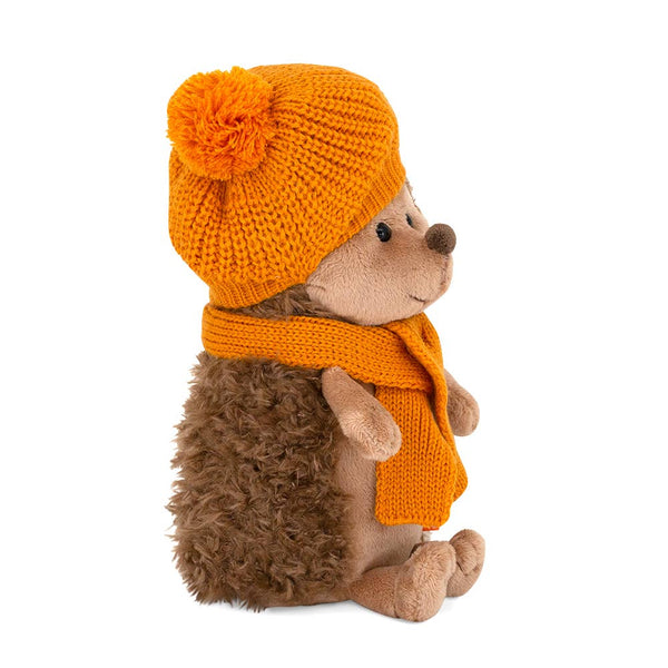Peluche le hérisson Fluffy avec béret rayé moutarde 20cm