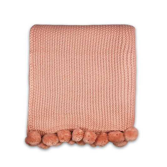 Pink Pom-pom Throw – 125 x 150 cm