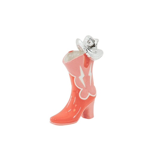 Vase à fleurs - Botte avec chapeau disco Vase - Céramique - Rose/Orange - 16,5x10,5x26,5cm