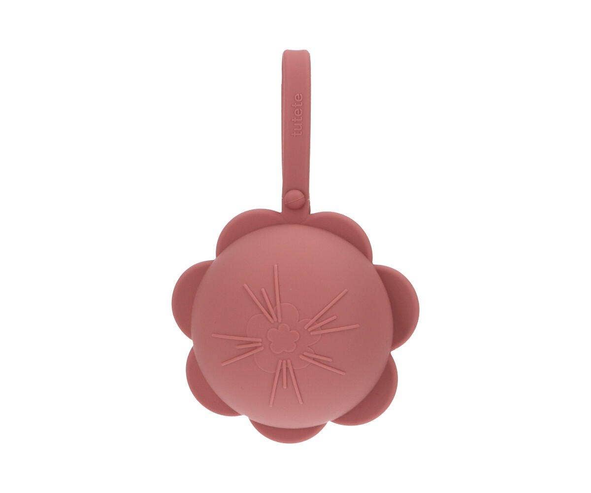 Porte-sucette en silicone Fleur brique