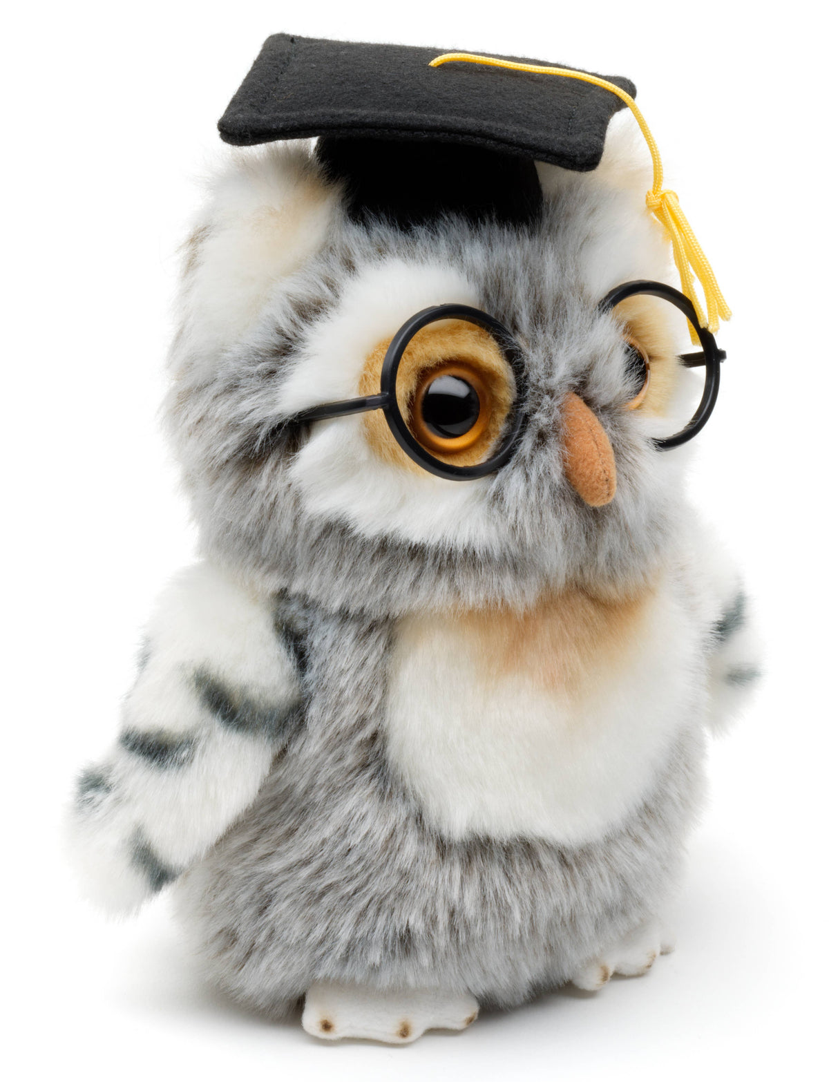 Owl plush with doctor's hat and glasses