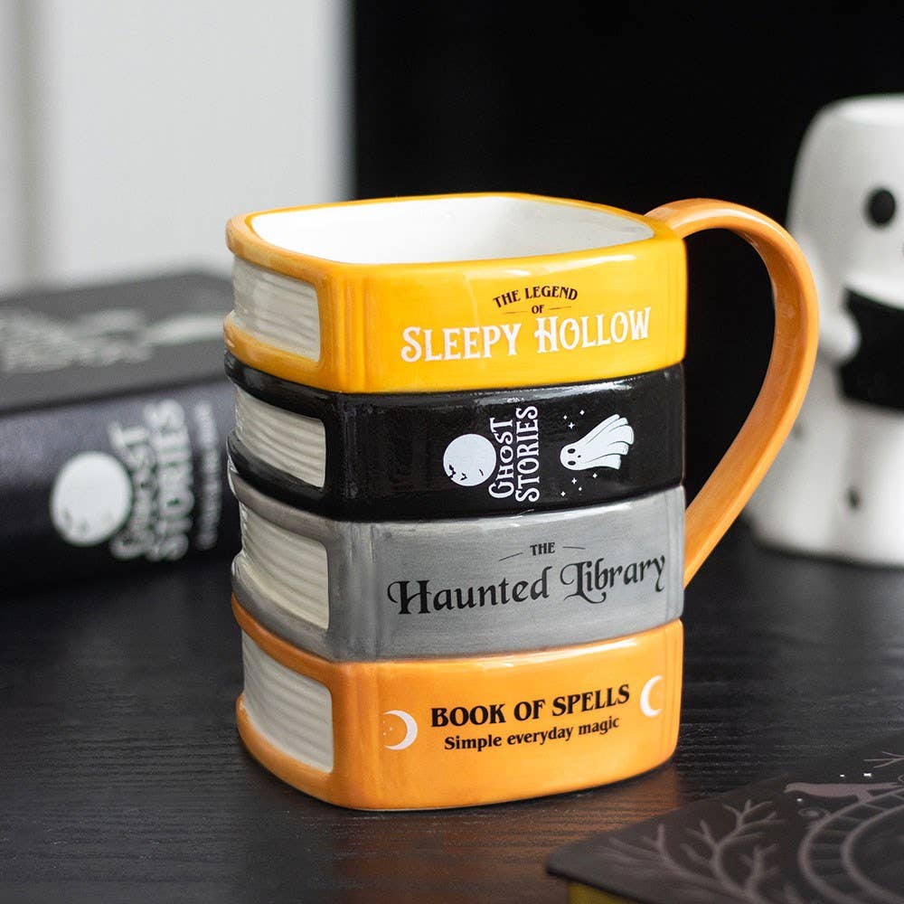 Mug d'Halloween Pile de livres de la bibliothèque hantée