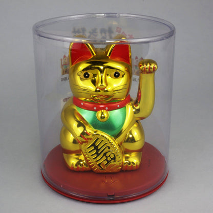 Golden solar lucky cat 10.5 cm