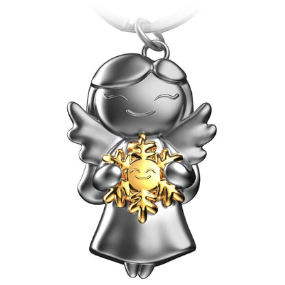 Guardian angel "star" keychain - lucky angel with snowflake - lucky angel charm