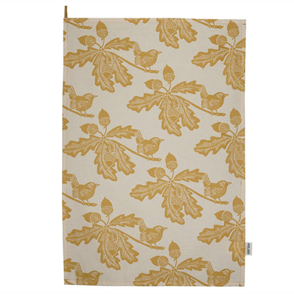 Woodland Leaf Ochre Recycled Cotton Dish Towel