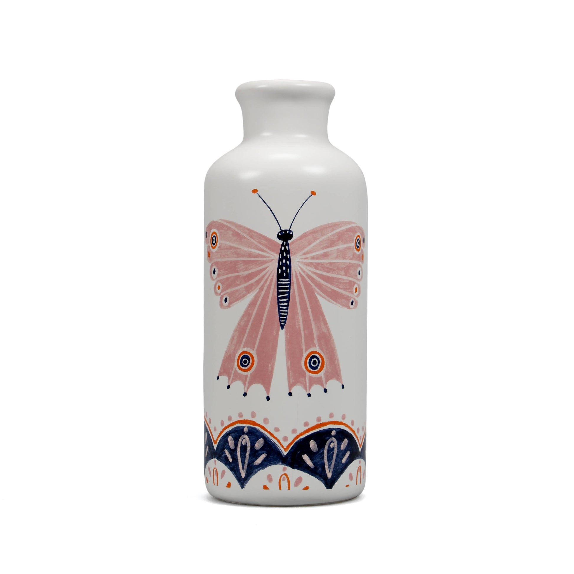 Pink butterfly ceramic vase