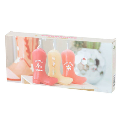 Ensemble de 3 bougies en forme de bottes de cowboy