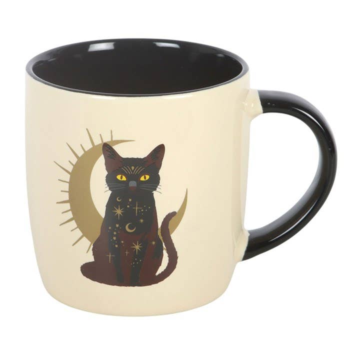 Mug chat noir magique assis