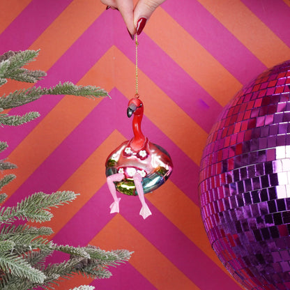Boule de Noël Flamant rose à la plage