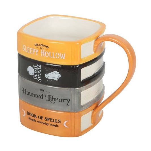 Haunted Library Book Stack Halloween Mug