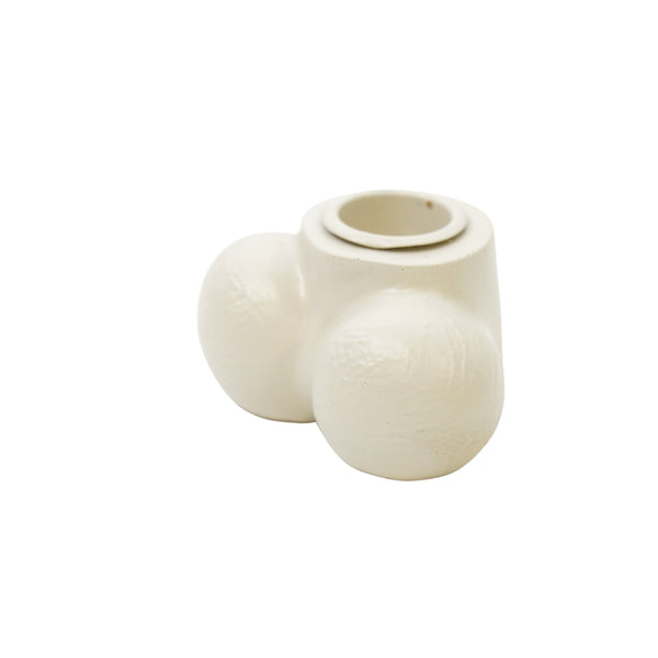 Candle holder - Scrotum - Polyresin - Sand - 7.5x5.5x4cm