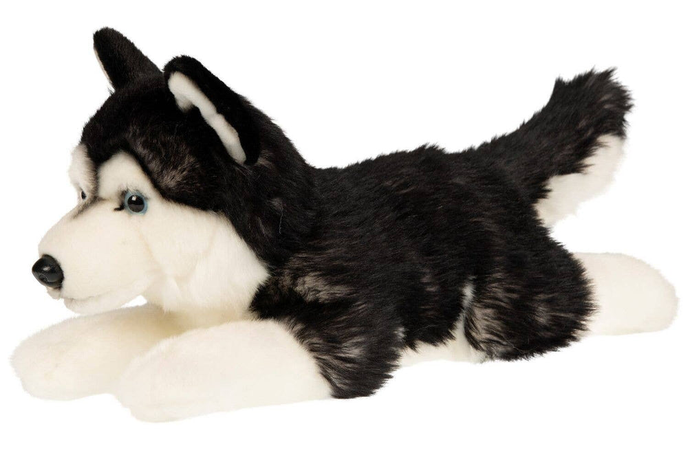 Peluche Husky Noir, Couché - 41 cm (Longueur)