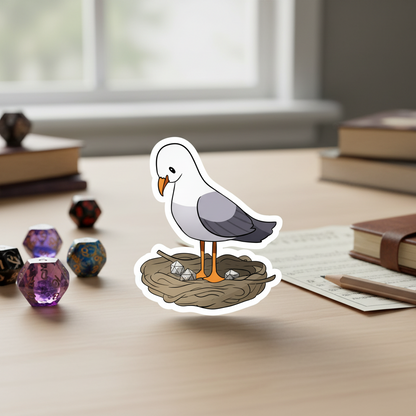 Seagull with Polyhedral Diced Eggs Sticker