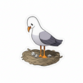 Autocollant Mouette avec Œufs en Dés Polyédriques