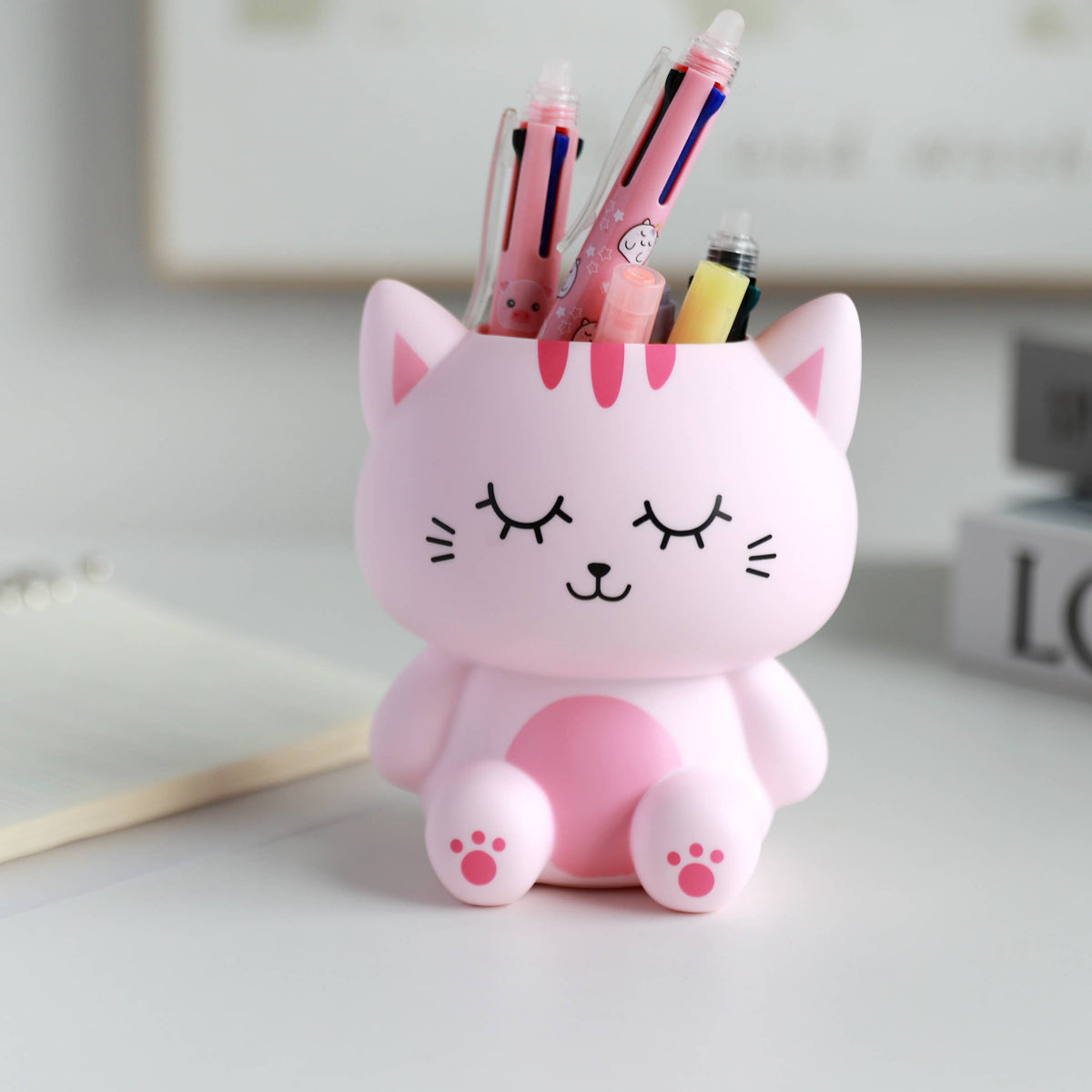Porte-Stylo 3D Chat Rose