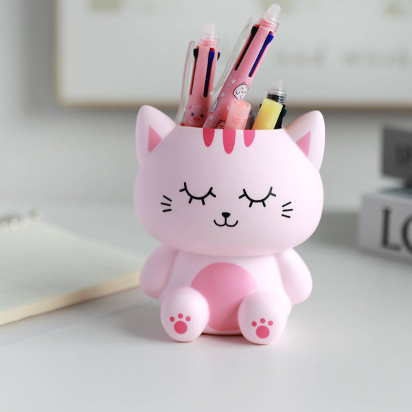 3D Pink Cat Pen Holder